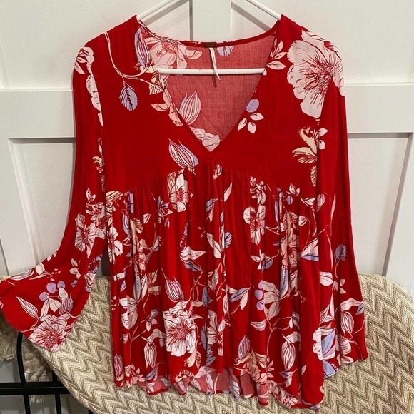 Free People Bella Print Tunic Blouse - Picture 2 of 7